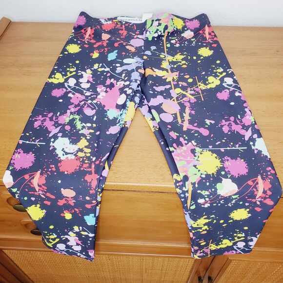 Fierce Pulse Cropped Leggings Colorful Paint Splatter Confetti Yoga Womens SZ M - Picture 9 of 10